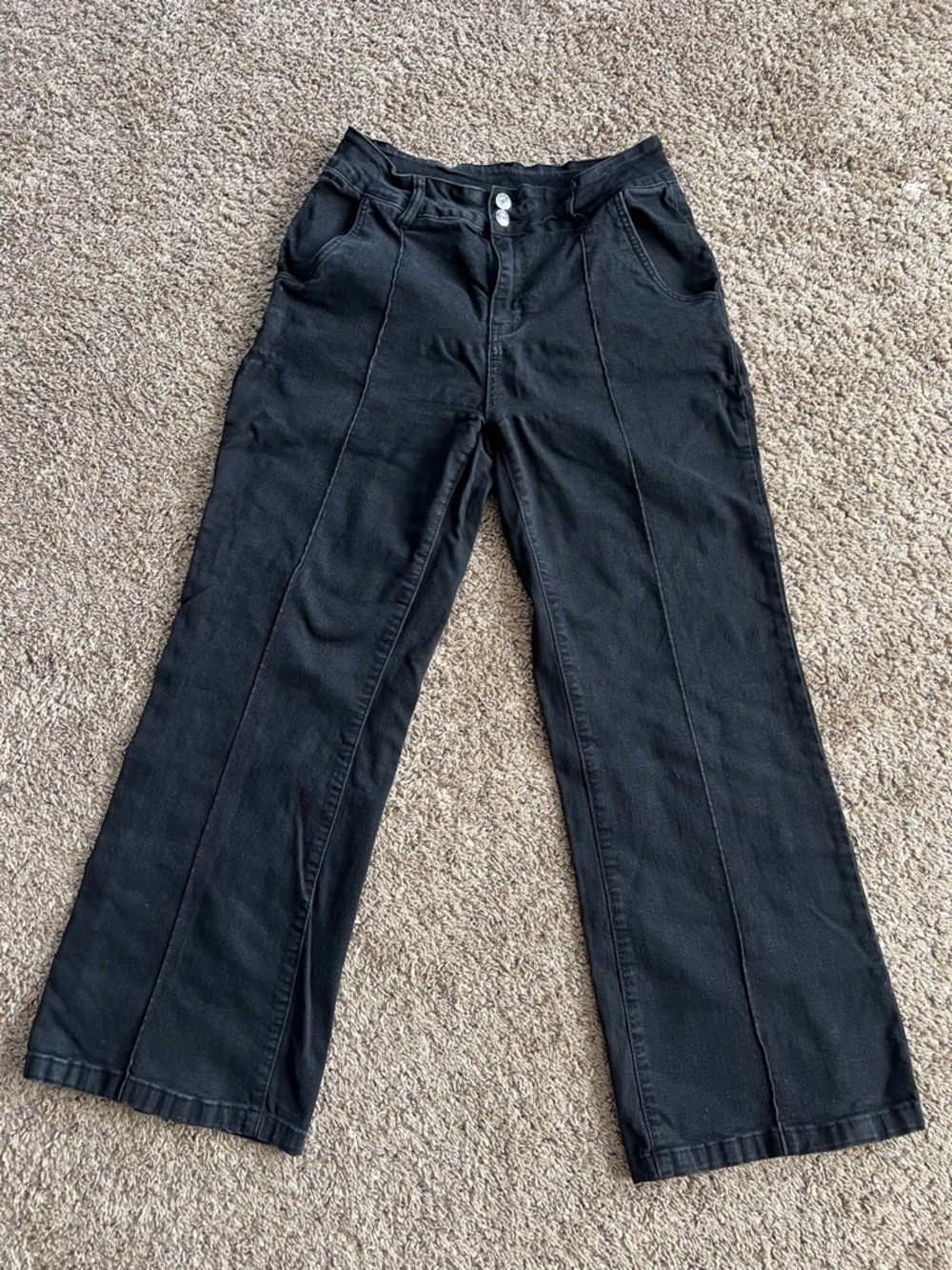 Amazon Black High-Rise Wide Leg Pants with Front Seams